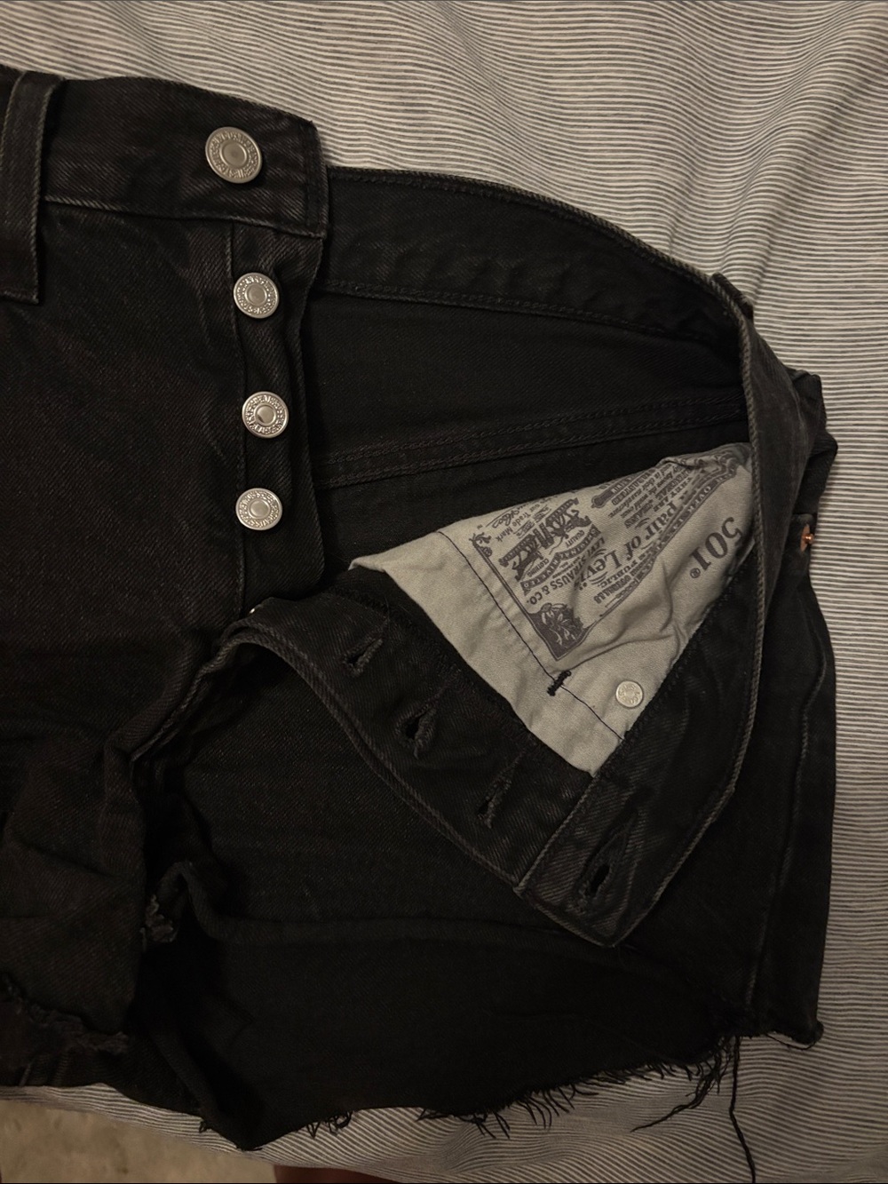 Black Levi’s 501 Denim Cutoff Shorts - Picture 4 of 5